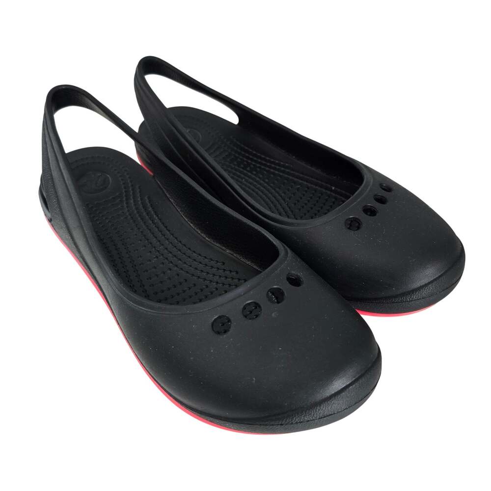 Crocs Tone Skylar Shoes Women's 10 Black Pink Sling Backs Comfortable Casual